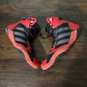 Adidas Black, Red, and White Akrid Wrestling Shoes