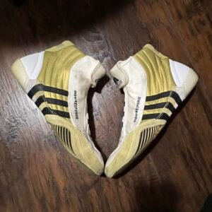 Adidas Gold, White, and Black Super Response Wrestling Shoes