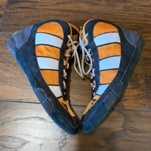 Adidas Orange, White, and Black G-Response Wrestling Shoes