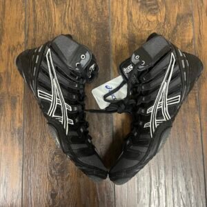 Asics Black and White Omniflex Pursuit Wrestling Shoes