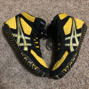 Asics Yellow and Black Aggressor 1 Wrestling Shoes