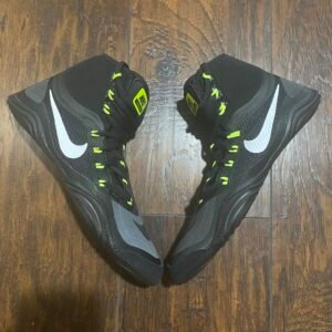 Nike Black White and Volt Green Hypersweep Wrestling Shoes