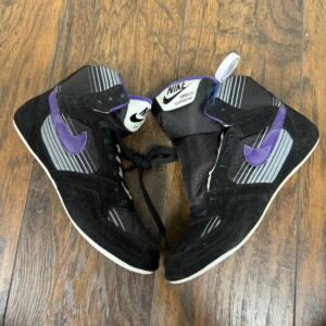 Nike Black, White, Grey and Purple Greco Supreme 2 Wrestling Shoes